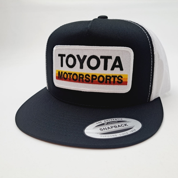 Toyota Motorsports Retro Vintage Style Trucker Patch Hat Cap Flat Bill USA Embro - Picture 4 of 4